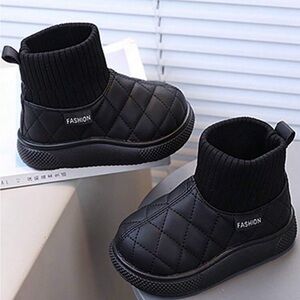 Black Quilted Kids Shoes